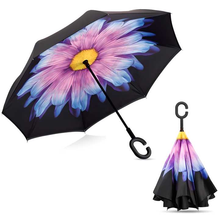 Double Layer Strong waterproof Umbrella with C- Shape Handle - Freehome