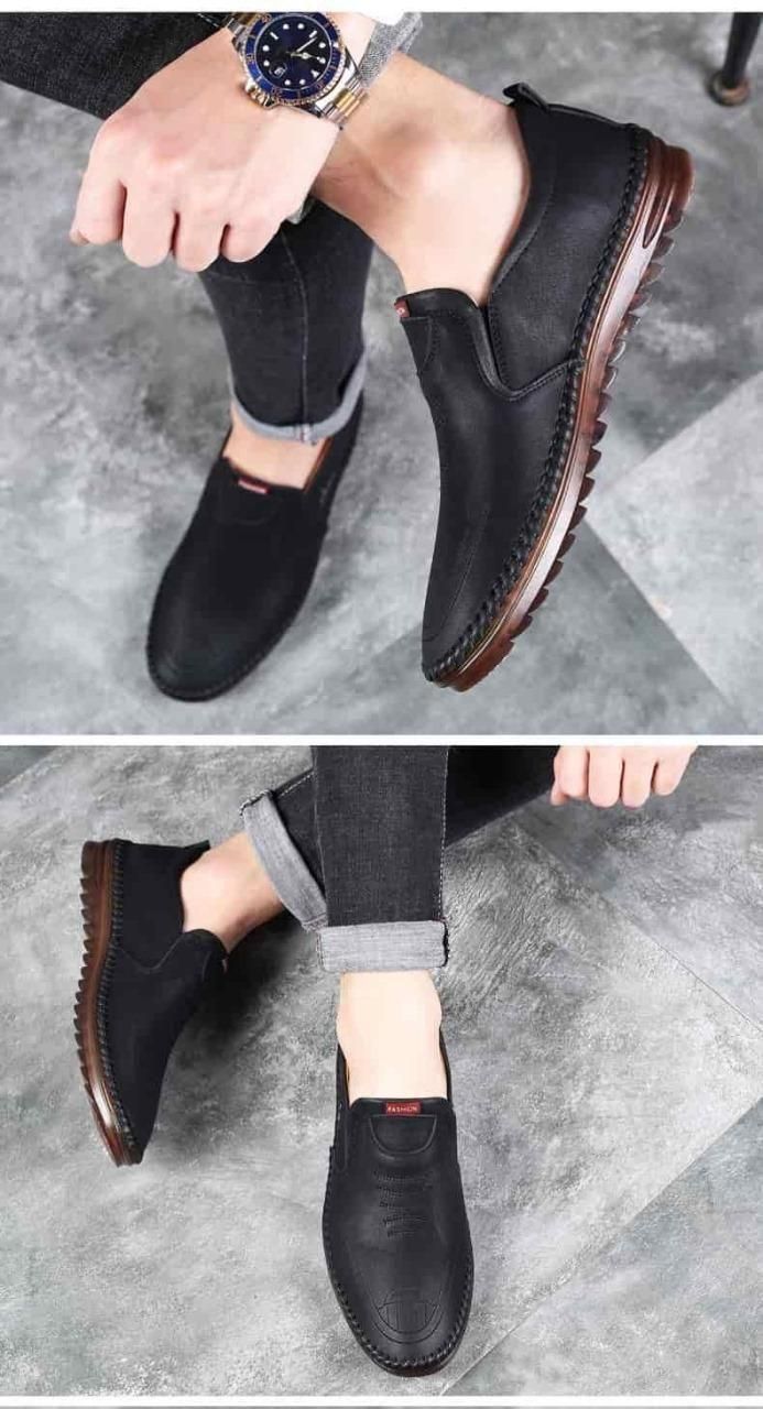 Men Leather Soft Slip On Casual Shoes - Freehome